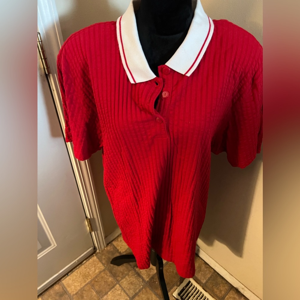 Elisabeth (Liz Claiborne) vintage textured golf shirt shoulder pads 2x, as is